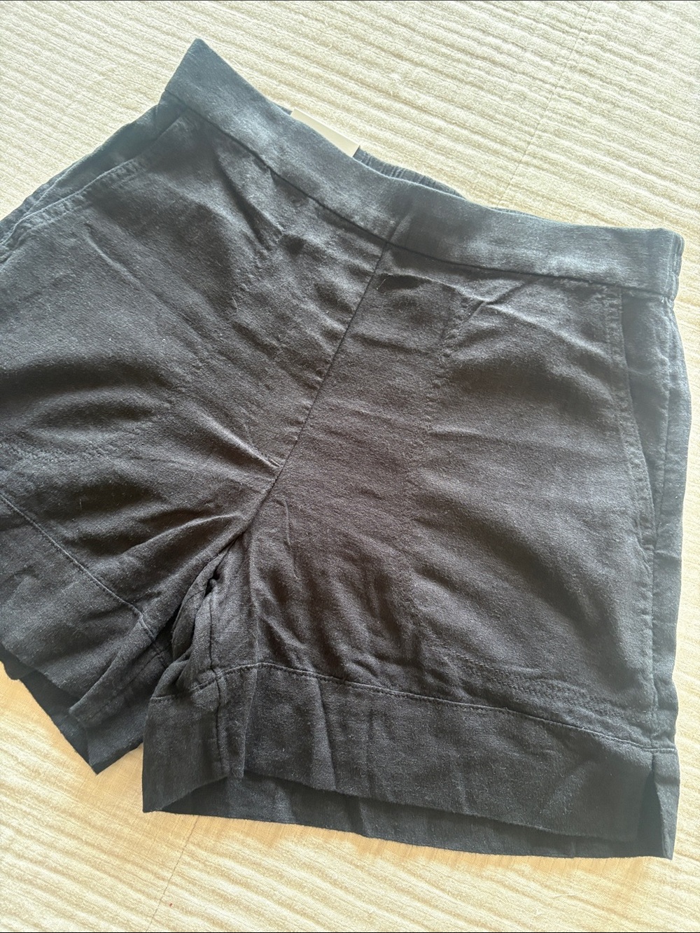 Banana Republic Black Anyday High-Waist Linen-Blend Shorts NWT